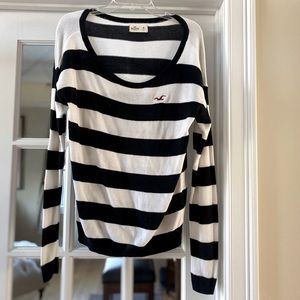 Hollister Navy and White Sweater